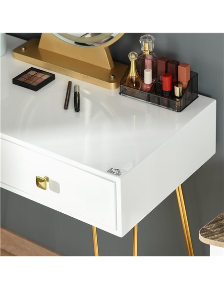 HOMCOM Dressing Table Set with LED Light, Cushioned Stool, White 831-395V70WT - pic 27157 | FastDaddyshop