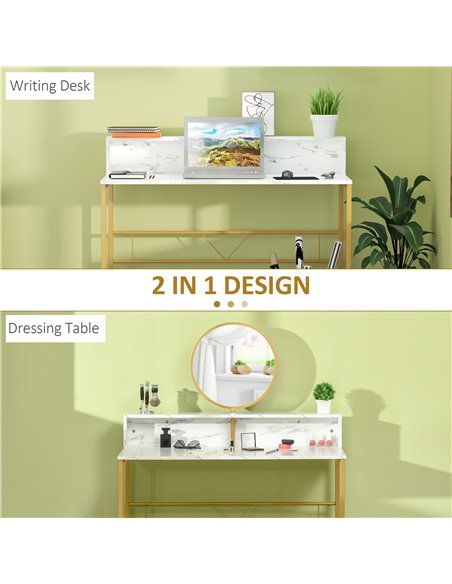 HOMCOM Modern Dressing Table with Mirror, Faux Marble Texture, White 831-542 - pic 27173 | FastDaddyshop