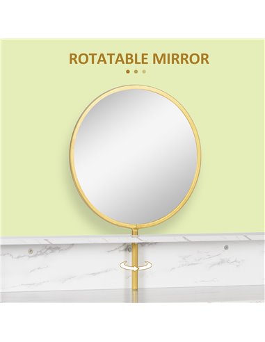 HOMCOM Modern Dressing Table with Mirror, Faux Marble Texture, White 831-542