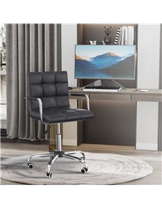 Vinsetto Mid Back PU Leather Home Office Desk Chair Swivel Computer Chair with Arm, Wheels, Adjustable Height, Black 2