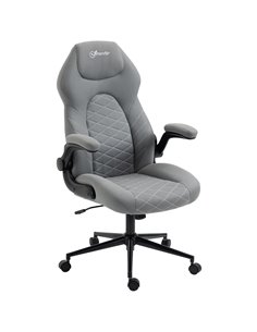 Vinsetto Home Office Desk Chair, Computer Chair with Flip Up Armrests, Swivel Seat and Tilt Function, Light Grey