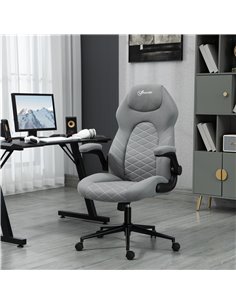 Vinsetto Home Office Desk Chair, Computer Chair with Flip Up Armrests, Swivel Seat and Tilt Function, Light Grey 2