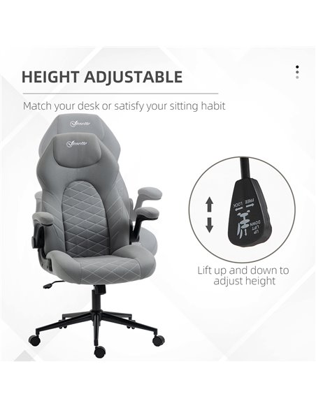 Vinsetto Home Office Desk Chair, Computer Chair with Flip Up Armrests, Swivel Seat and Tilt Function, Light Grey - pic 27279 | FastDaddyshop
