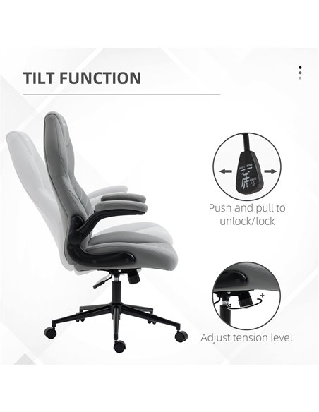 Vinsetto Home Office Desk Chair, Computer Chair with Flip Up Armrests, Swivel Seat and Tilt Function, Light Grey - pic 27280 | FastDaddyshop