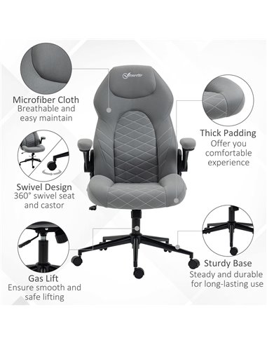 Vinsetto Home Office Computer Desk Chair, Light Grey 921-565V71LG