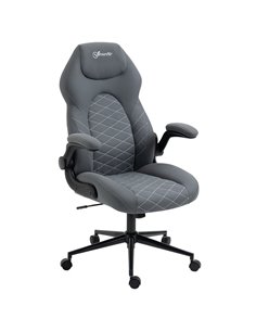 Vinsetto Home Office Desk Chair, Computer Chair with Flip Up Armrests, Swivel Seat and Tilt Function, Dark Grey