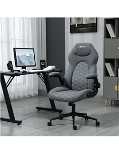 Vinsetto Home Office Desk Chair, Computer Chair with Flip Up Armrests, Swivel Seat and Tilt Function, Dark Grey 2