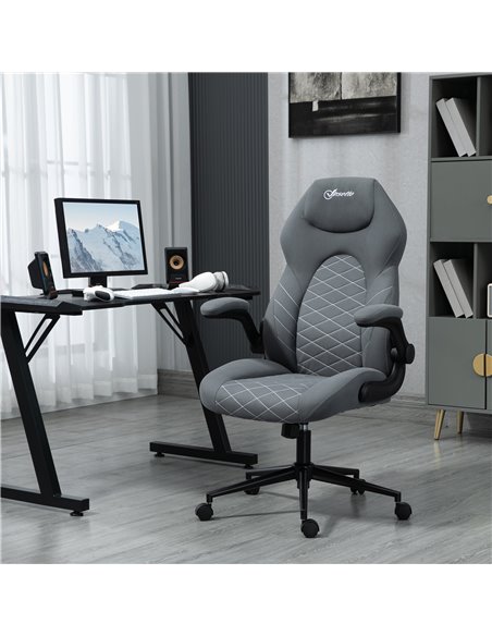 Vinsetto Home Office Desk Chair, Computer Chair with Flip Up Armrests, Swivel Seat and Tilt Function, Dark Grey - pic 27286 | FastDaddyshop