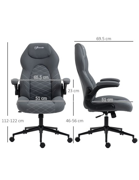 Vinsetto Home Office Desk Chair, Computer Chair with Flip Up Armrests, Swivel Seat and Tilt Function, Dark Grey - pic 27287 | FastDaddyshop