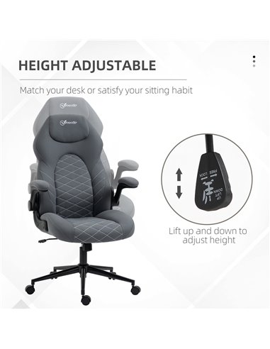 Vinsetto Home Office Desk Chair, Computer Chair with Flip Up Armrests, Swivel Seat and Tilt Function, Dark Grey