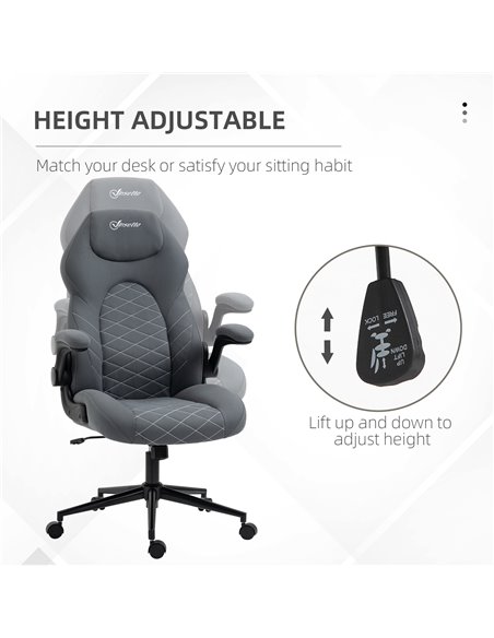 Vinsetto Home Office Desk Chair, Computer Chair with Flip Up Armrests, Swivel Seat and Tilt Function, Dark Grey - pic 27288 | FastDaddyshop