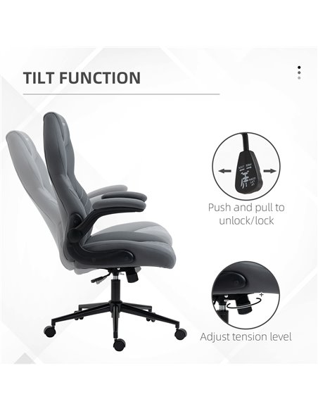 Vinsetto Home Office Desk Chair, Computer Chair with Flip Up Armrests, Swivel Seat and Tilt Function, Dark Grey - pic 27289 | FastDaddyshop
