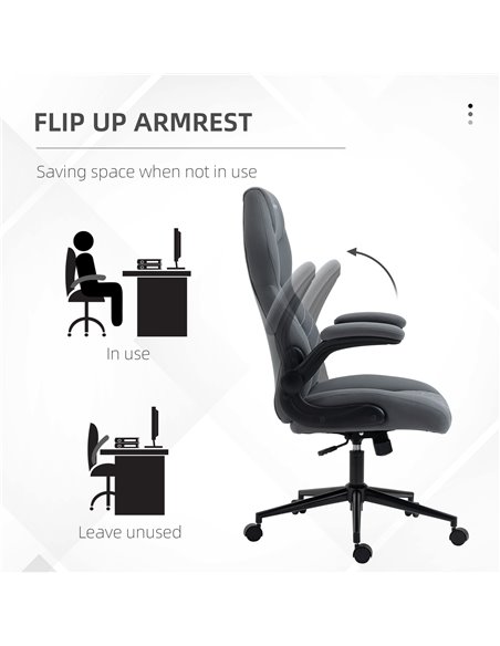 Vinsetto Home Office Desk Chair, Computer Chair with Flip Up Armrests, Swivel Seat and Tilt Function, Dark Grey - pic 27290 | FastDaddyshop