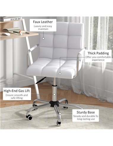 HOMCOM Home Office Chair and Computer Desk Set, White 921-P021