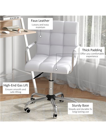 HOMCOM Home Office Chair and Computer Desk Set, White 921-P021 - pic 27317 | FastDaddyshop