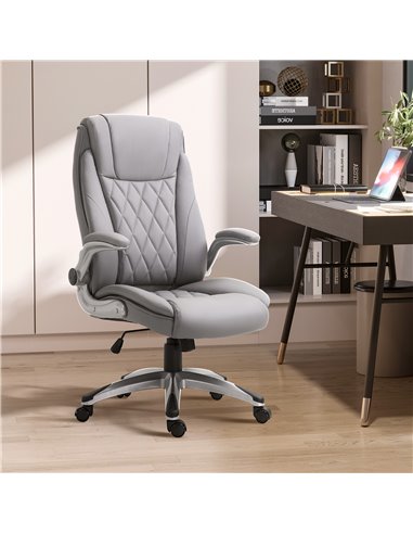 Vinsetto High Back Executive PU Leather Ergonomic Office Chair, Grey