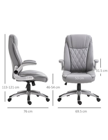 Vinsetto High Back Executive PU Leather Ergonomic Office Chair, Grey