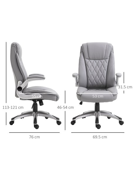 Vinsetto High Back Executive PU Leather Ergonomic Office Chair, Grey - pic 27323 | FastDaddyshop