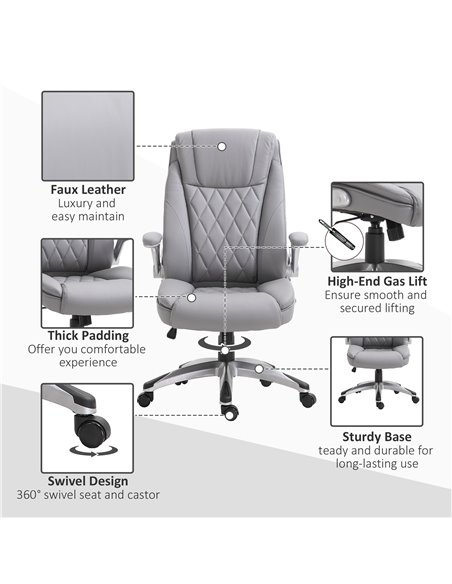 Vinsetto High Back Executive PU Leather Ergonomic Office Chair, Grey - pic 27327 | FastDaddyshop