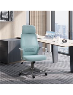 Vinsetto Ergonomic Office Chair w/ Wheel, High Mesh Back, Adjustable Height Home Office Chair - Blue 2