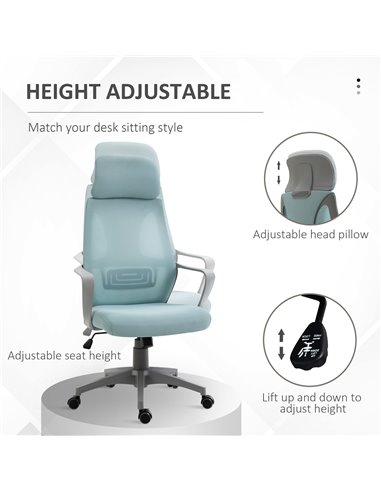 Vinsetto Ergonomic Home Office Chair with High Mesh Back, Blue 921-225V70BU