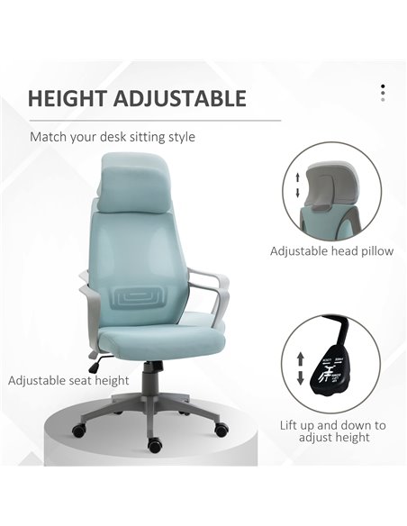 Vinsetto Ergonomic Home Office Chair with High Mesh Back, Blue 921-225V70BU - pic 27333 | FastDaddyshop