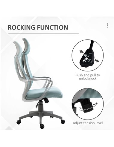 Vinsetto Ergonomic Home Office Chair with High Mesh Back, Blue 921-225V70BU