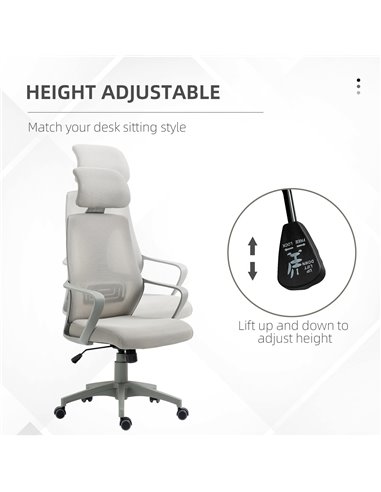 Vinsetto Ergonomic Home Office Chair with High Mesh Back, Grey 921-225V70GY