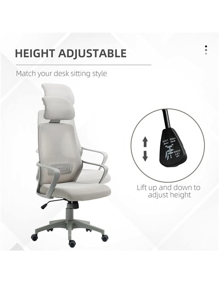 Vinsetto Ergonomic Home Office Chair with High Mesh Back, Grey 921-225V70GY - pic 27342 | FastDaddyshop