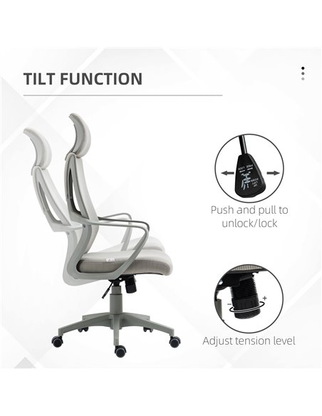 Vinsetto Ergonomic Home Office Chair with High Mesh Back, Grey 921-225V70GY - pic 27343 | FastDaddyshop