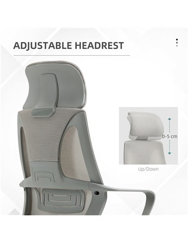 Vinsetto Ergonomic Office Chair w/ Wheel, High Mesh Back, Adjustable Height Home Office Chair - Grey