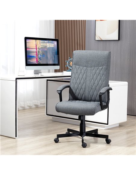 Vinsetto High-Back Home Office Linen Computer Chair with Adjustable Height and Tilt Function, Dark Grey - pic 27349 | FastDaddyshop