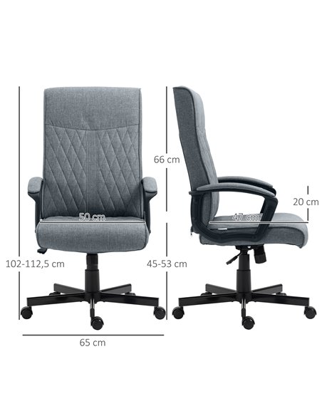 Vinsetto High-Back Home Office Linen Computer Chair with Adjustable Height and Tilt Function, Dark Grey - pic 27350 | FastDaddyshop