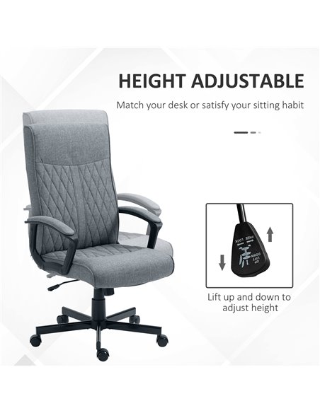 Vinsetto High-Back Home Office Linen Computer Chair with Adjustable Height and Tilt Function, Dark Grey - pic 27351 | FastDaddyshop