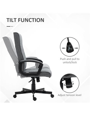 Vinsetto High-Back Home Office Linen Computer Chair with Adjustable Height and Tilt Function, Dark Grey