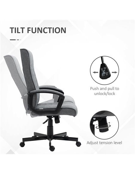 Vinsetto High-Back Home Office Linen Computer Chair with Adjustable Height and Tilt Function, Dark Grey - pic 27352 | FastDaddyshop