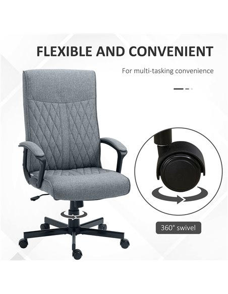 Vinsetto High-Back Home Office Linen Computer Chair with Adjustable Height and Tilt Function, Dark Grey - pic 27353 | FastDaddyshop