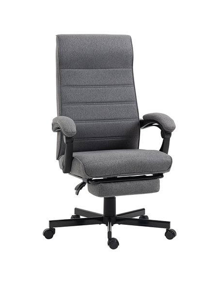 Vinsetto High-Back Home Office Linen Swivel Reclining Chair with Adjustable Height, Footrest and Padded Armrest, Grey - pic 27357 | FastDaddyshop