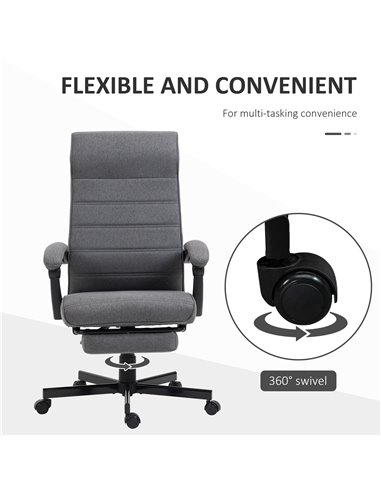 Vinsetto High-Back Home Office Linen Swivel Reclining Chair, Grey 921-610V70GY