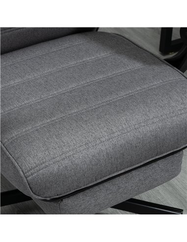 Vinsetto High-Back Home Office Linen Swivel Reclining Chair with Adjustable Height, Footrest and Padded Armrest, Grey