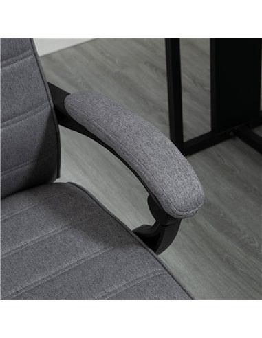 Vinsetto High-Back Home Office Linen Swivel Reclining Chair with Adjustable Height, Footrest and Padded Armrest, Grey