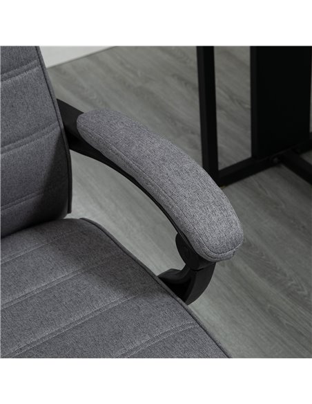 Vinsetto High-Back Home Office Linen Swivel Reclining Chair with Adjustable Height, Footrest and Padded Armrest, Grey - pic 27365 | FastDaddyshop