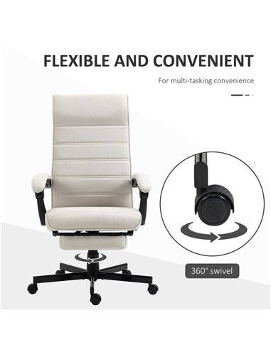 Vinsetto High-Back Home Office Linen Swivel Reclining Chair, Cream White 921-610V70CW