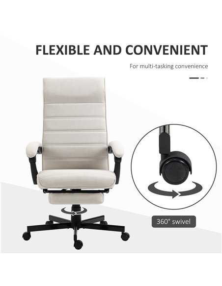 Vinsetto High-Back Home Office Linen Swivel Reclining Chair, Cream White 921-610V70CW - pic 27371 | FastDaddyshop