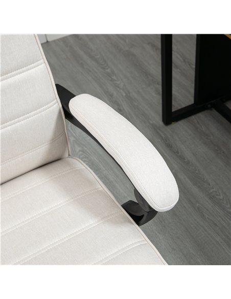 Vinsetto High-Back Home Office Linen Swivel Reclining Chair with Adjustable Height, Footrest and Padded Armrest, Cream White - pic 27373 | FastDaddyshop