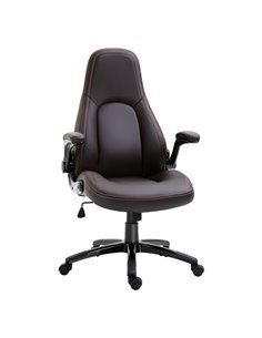 Vinsetto PU Leather Office Swivel Computer Desk Chair with Adjustable Height, Flip Up Armrests, Tilt Function, Dark Brown