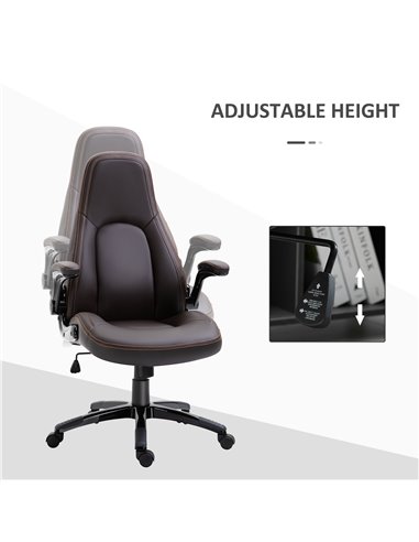 Vinsetto PU Leather Office Swivel Computer Desk Chair with Adjustable Height, Flip Up Armrests, Tilt Function, Dark Brown