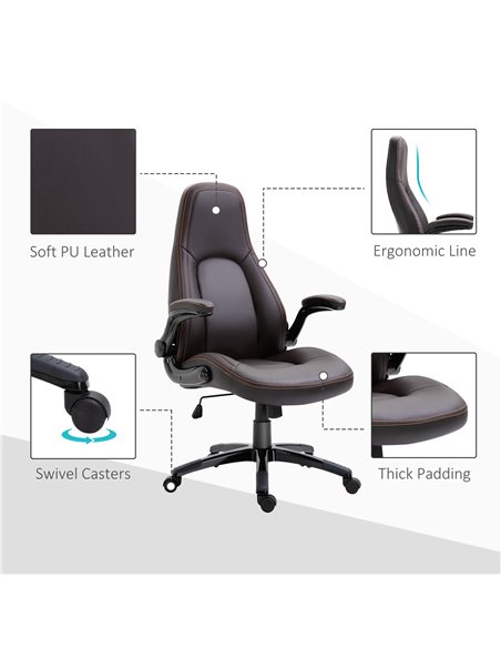 Vinsetto PU Leather Office Swivel Computer Desk Chair, Dark Brown 921-192V71DR - pic 27380 | FastDaddyshop