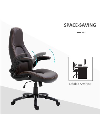 Vinsetto PU Leather Office Swivel Computer Desk Chair, Dark Brown 921-192V71DR