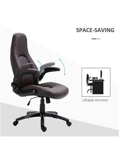 Vinsetto PU Leather Office Swivel Computer Desk Chair, Dark Brown 921-192V71DR - pic 27381 | FastDaddyshop